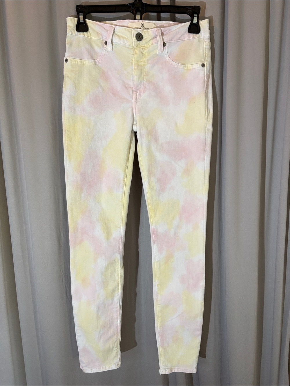 Dakota Collective Women’s Pastel Tie-Dye Skinny Jeans - Pink & Yellow